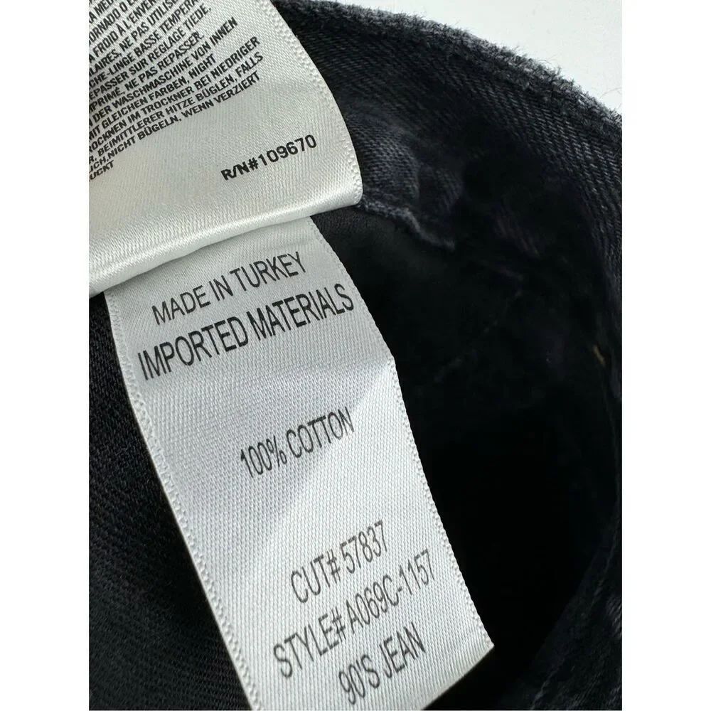 Agolde Women's Distressed Button Fly Straight 90's Jeans Charcoal Black Size 26 - Picture 6 of 6